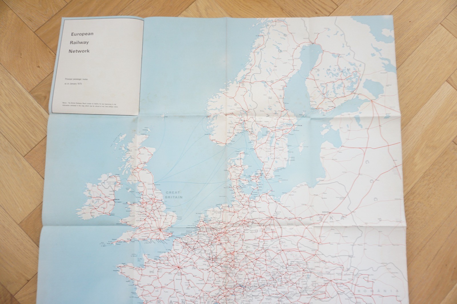 1975 British Rail International European Passenger Network Railway Map