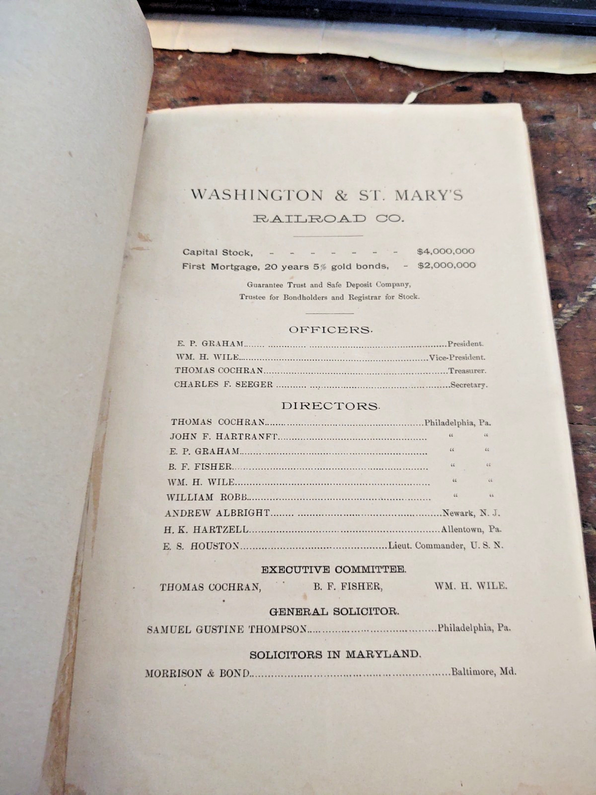 RARE Antique ORIGINAL Washington & St. Mary’s Railroad map 1887 G.W & C.B Colton