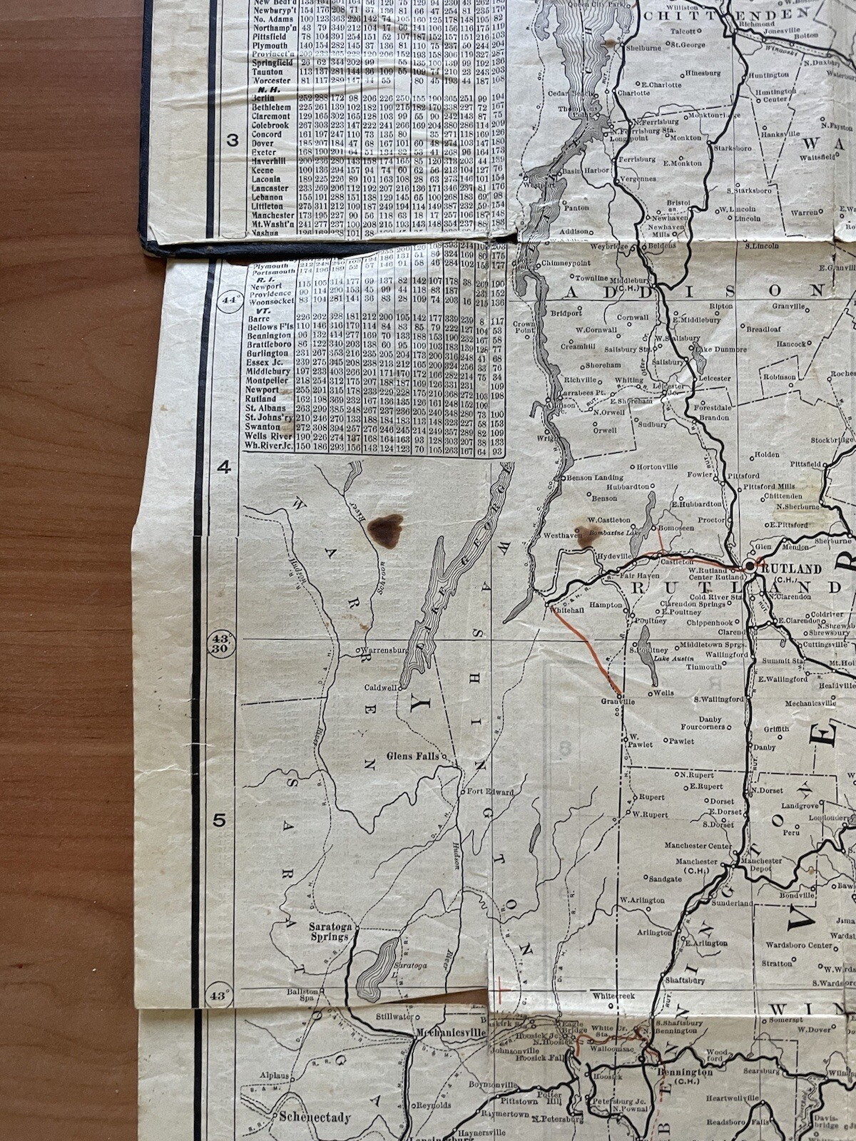 Antique 1907 New England Commercial & Route Survey Rail Road Electric Roads Map