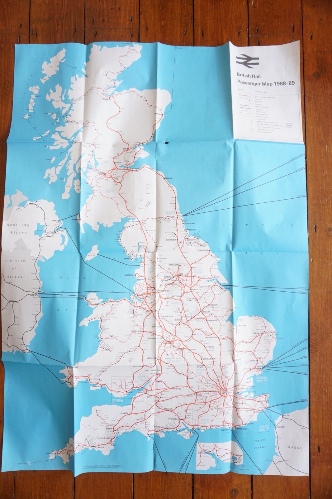 1988 1989 British Rail Passenger Network Railway Map