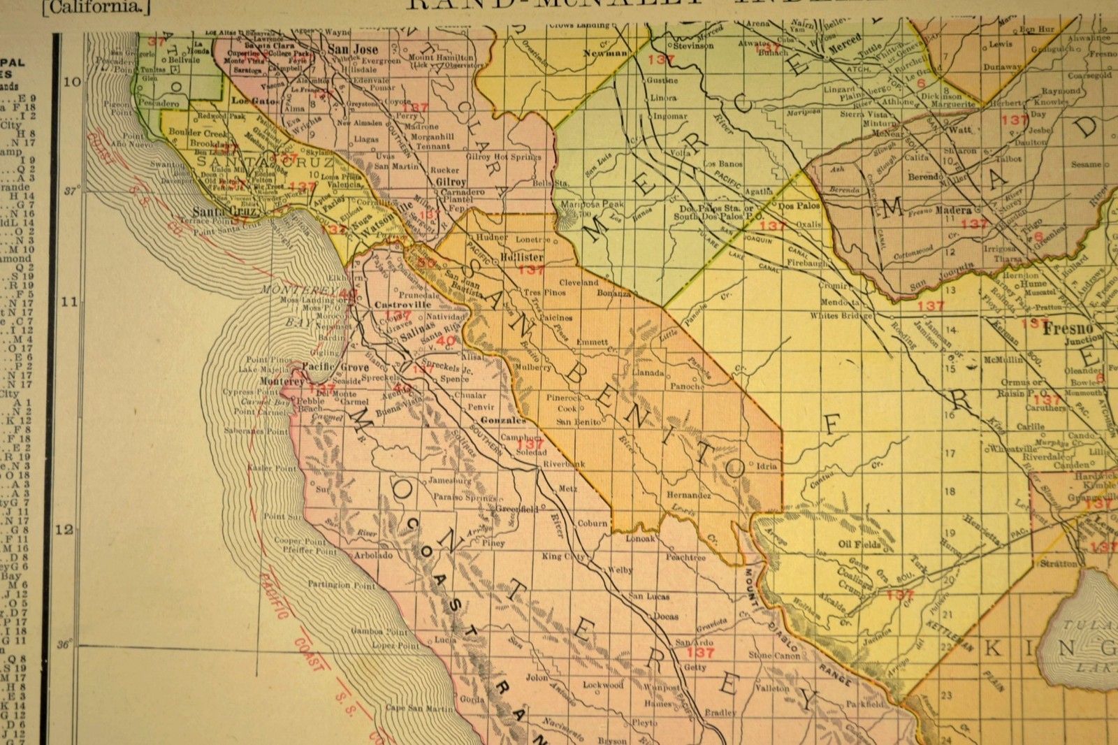1911 Antique Southern California Railroad Map ORIGINAL Atlas Map SP RR DATED