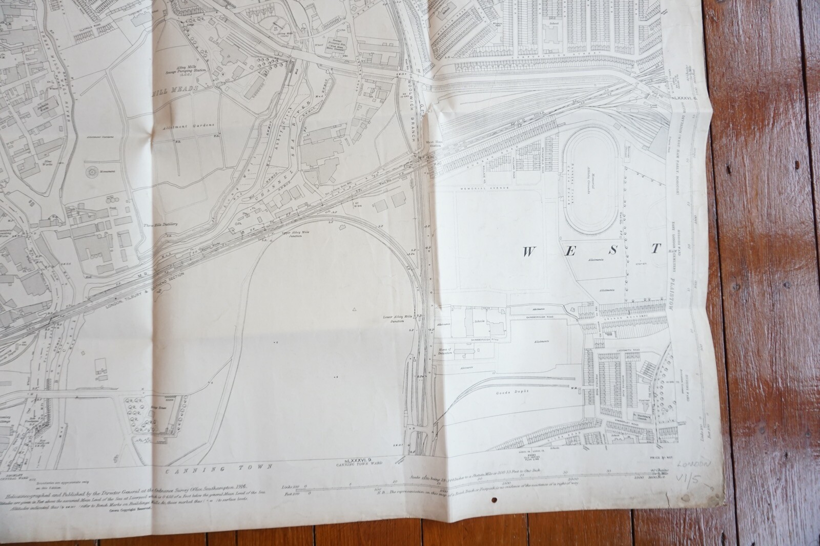 1916 Bromley GER Midland Rly London Tilbury Southend Junction OS Railway Map