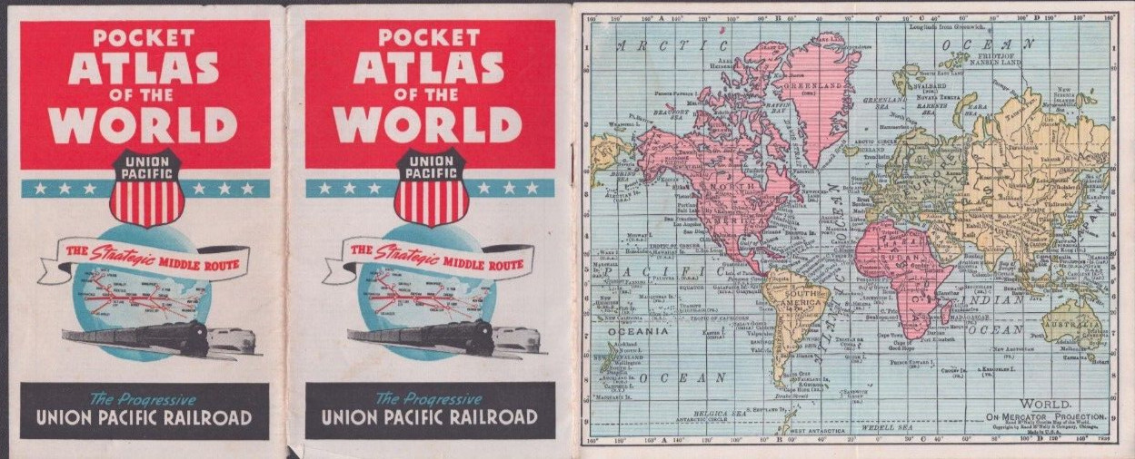Union Pacific Railroad Pocket Atlas of the World Strategic Middle Route Omaha NE
