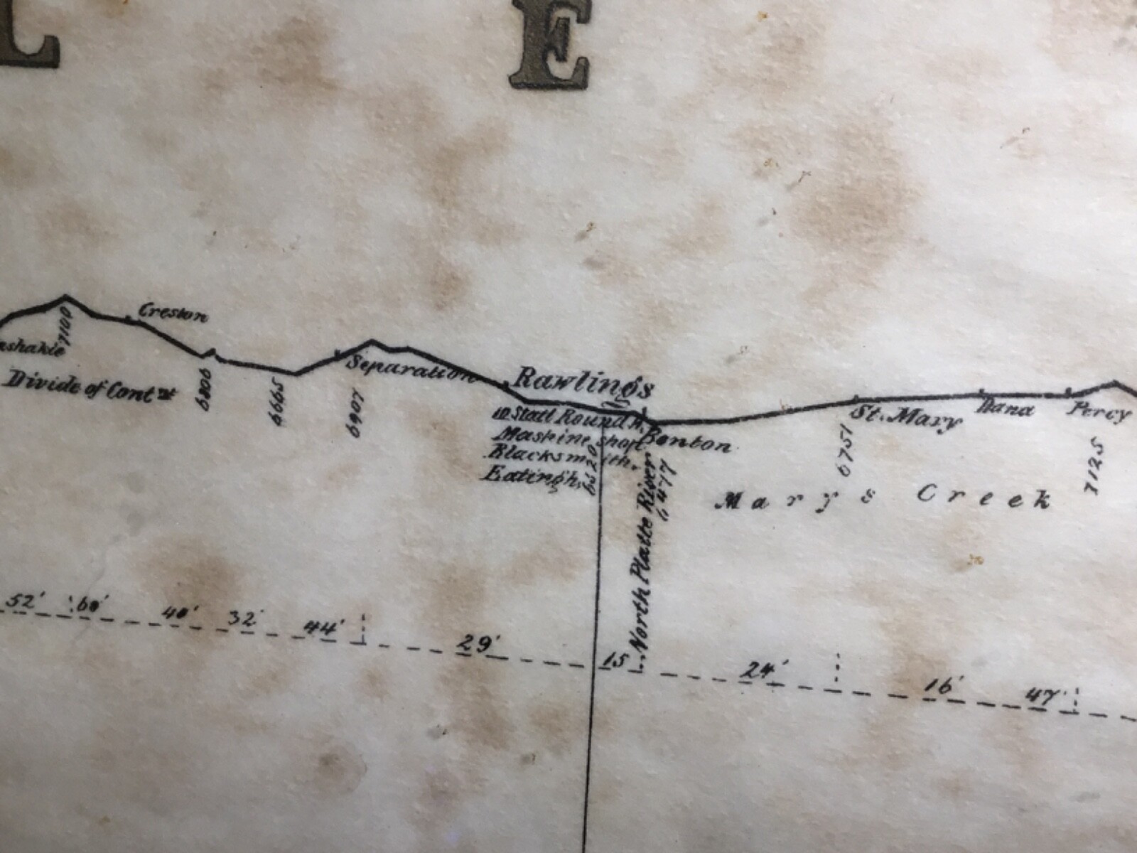COMMEMORATIVE 1864-1868 UNION PACIFIC RAIL ROAD SURVEYS MAP 16″T x 48″W FRAMED