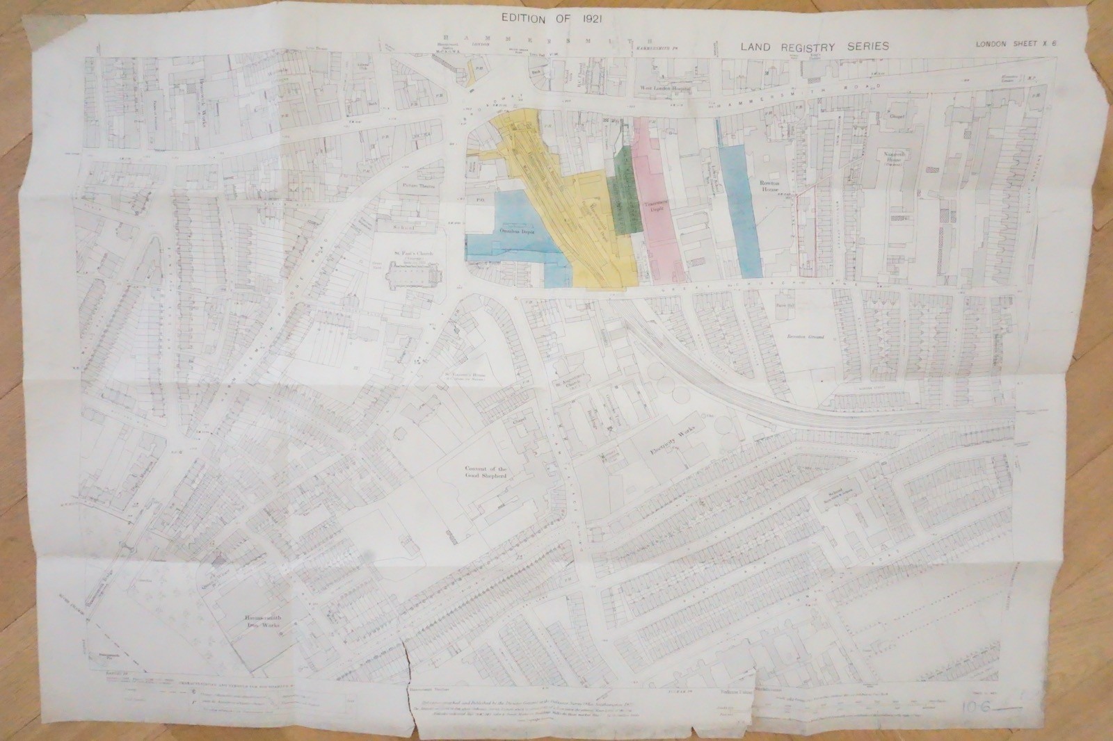 1921 Hammersmith Fulhan London Railway OS Railway Map **
