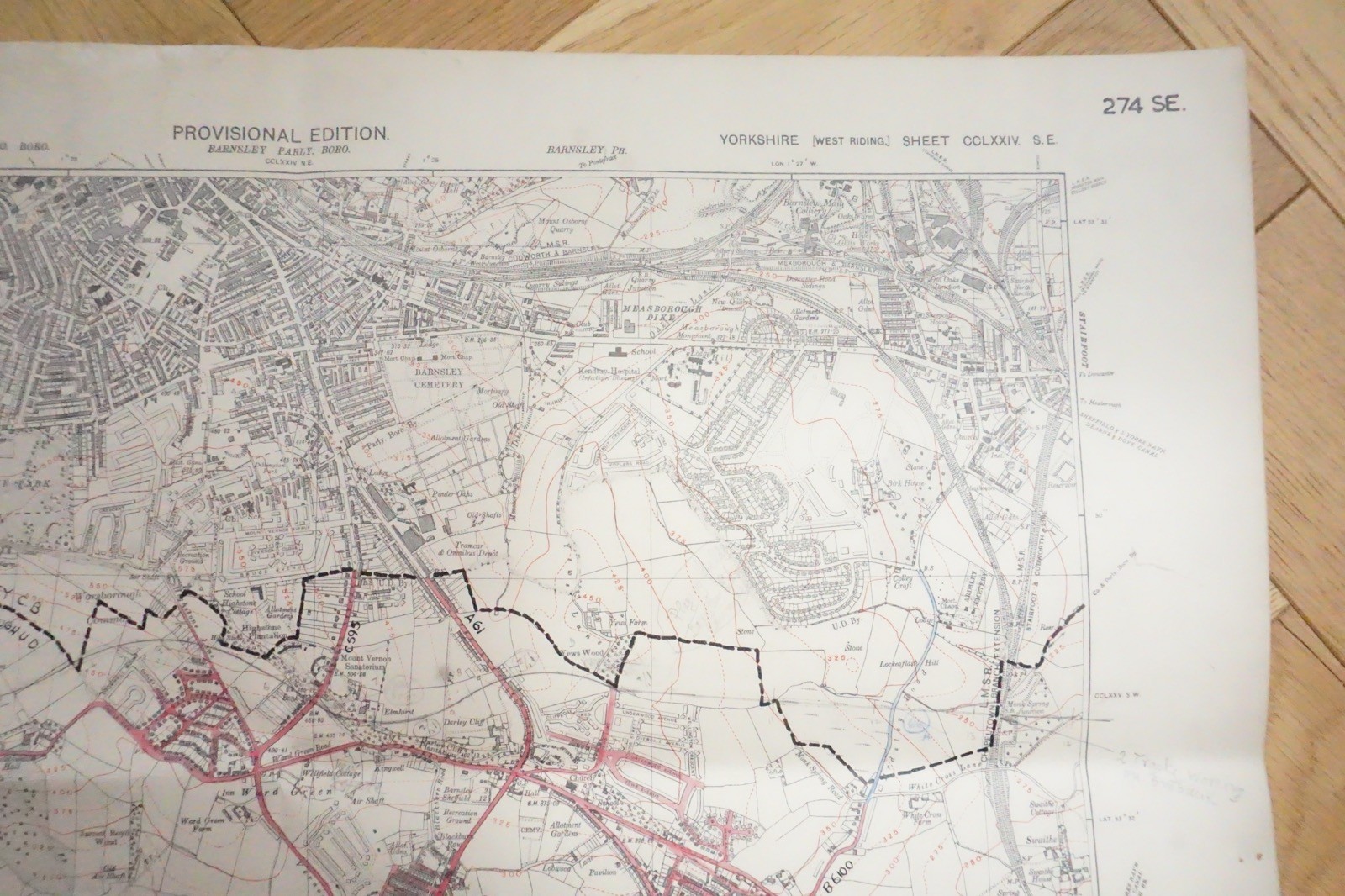 1938 Worsborough Barnsley Yorkshire LMS Railway OS Linen Map Ref 63 **