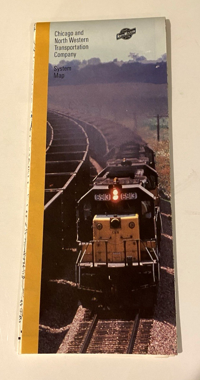 1985 Chicago and North Western Train Transportation Co. Railway System Map Good