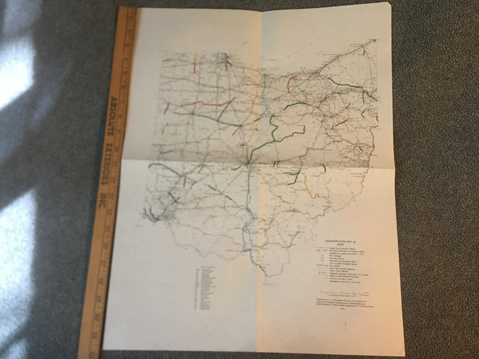 Vintage 1976 Ohio Transportation Map●Federal Railroad Administration●11″x17″