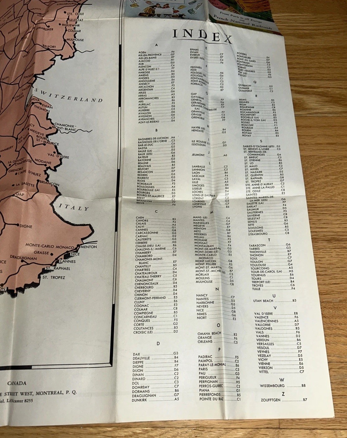 Vintage RAILROAD MAP OF FRANCE AND EUROPE, French National Railroad