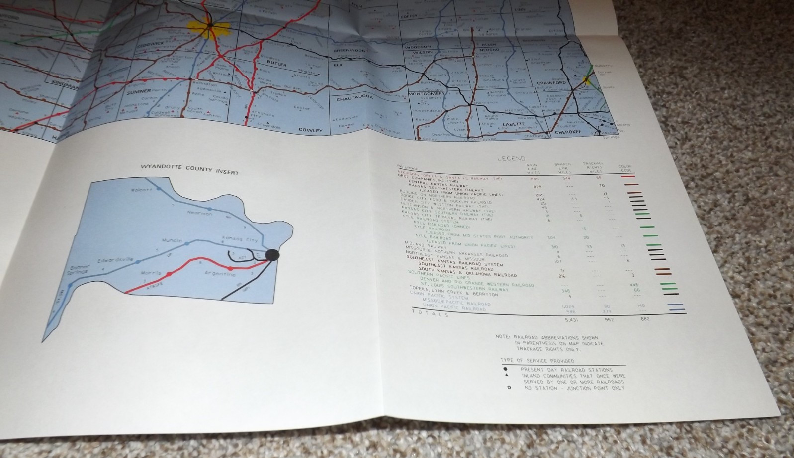 KANSAS ORIGINAL 1994 21″ X 28″ OFFICIAL STATE RAILROAD MAP