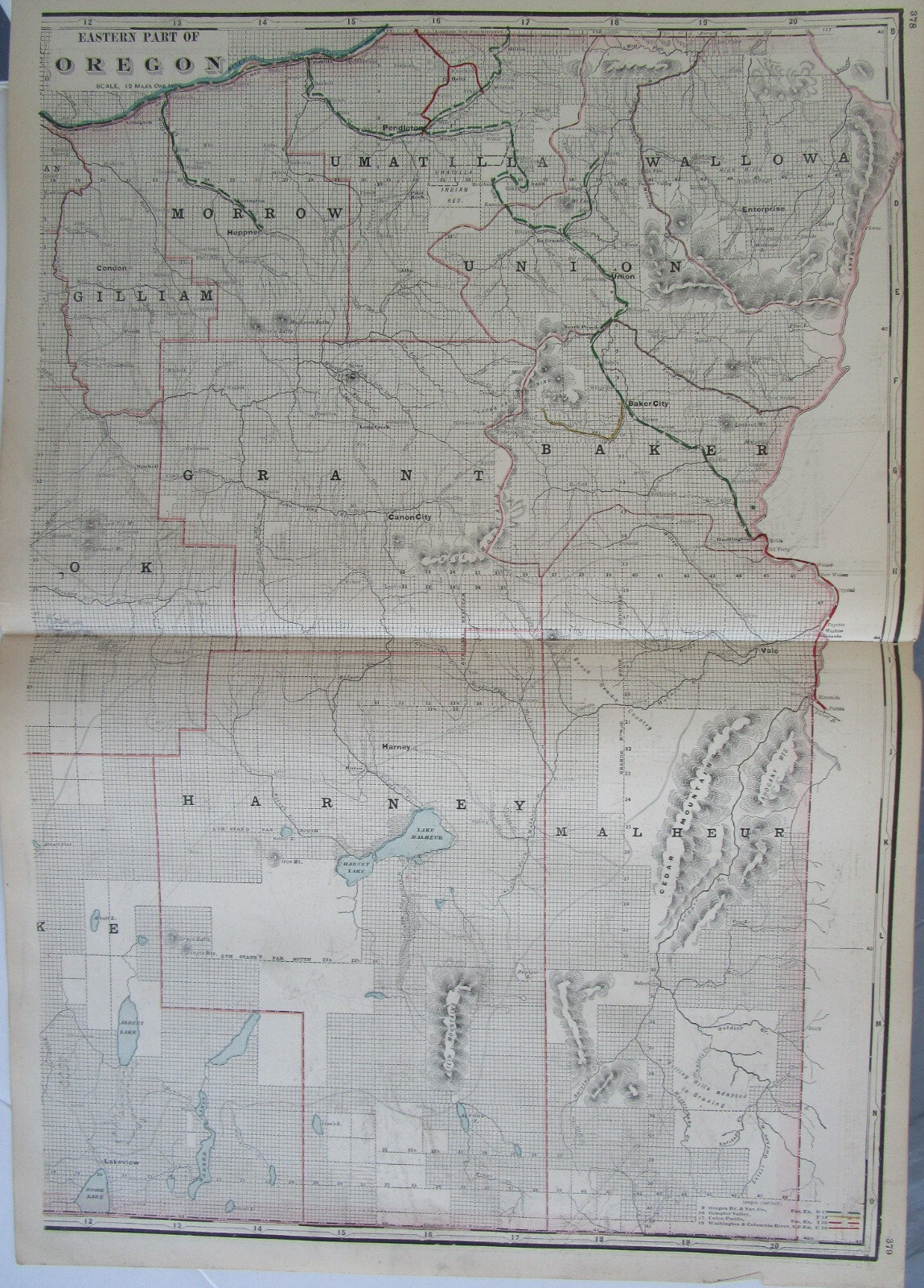 OR 1897 EASTERN OREGON Cram RAILROAD Map SUMPTER VALLEY RR or PROVIDENCE RI City