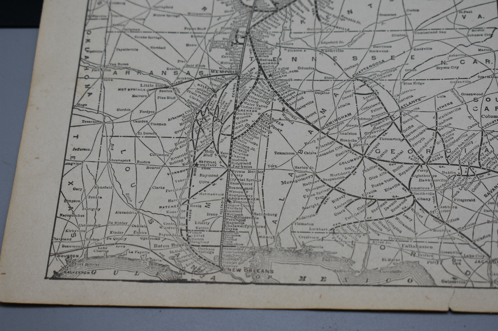 1923 Illinois Central Railroad System map, 8 x 10, 2 sided, Model Train Room Dec