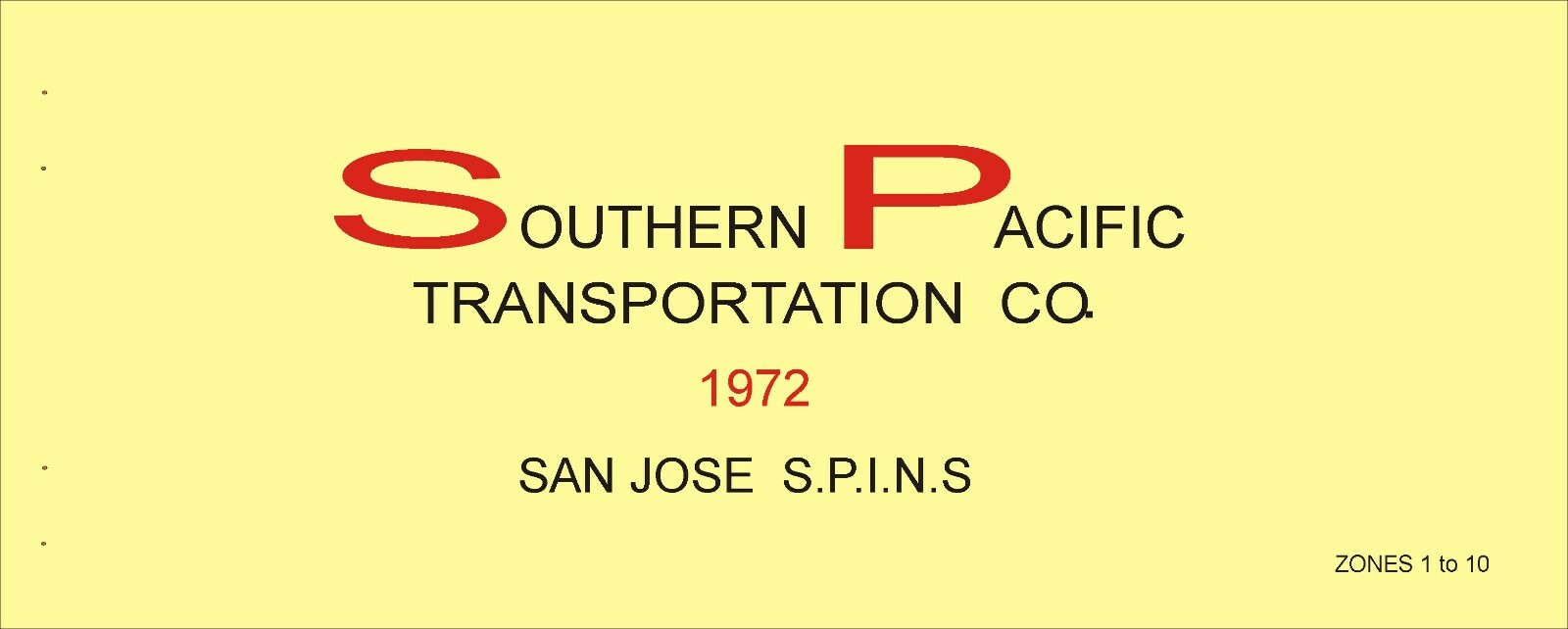 Southern Pacific RR 1972 San Jose Zones (1 to 10) S.P.I.N.S. PDF pages on DVD