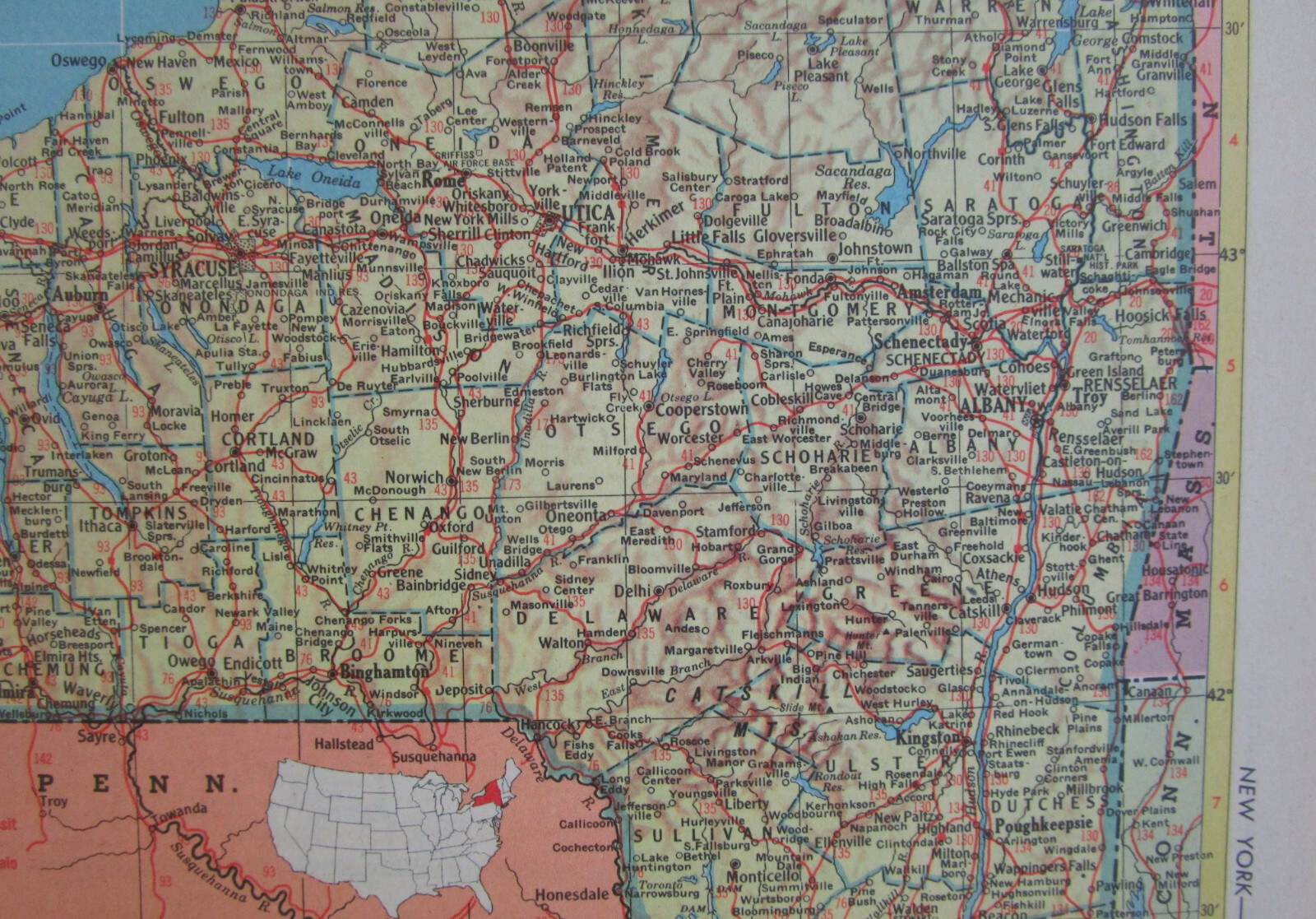 NC NY 1952 NORTH CAROLINA RAILROAD Map. GRAHAM COUNTY RR or NEW YORK 1950s