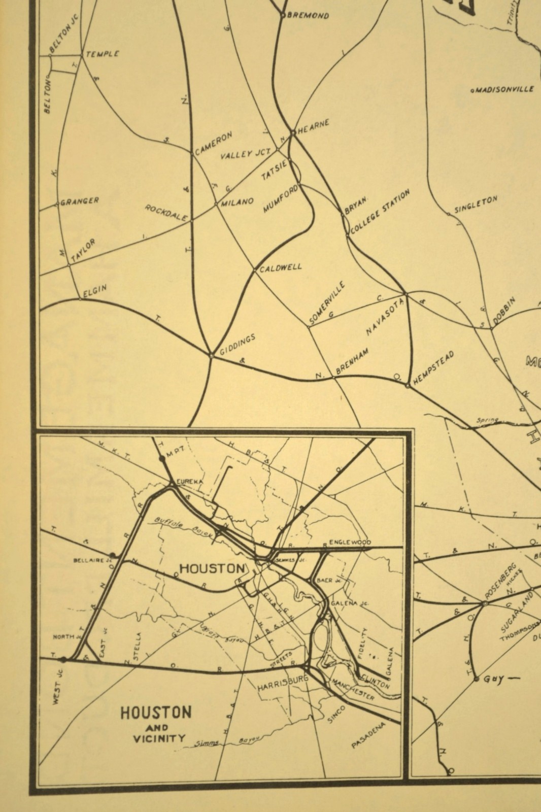Southern Pacific Railroad Map Houston Division Sunset Route H&TC Railway