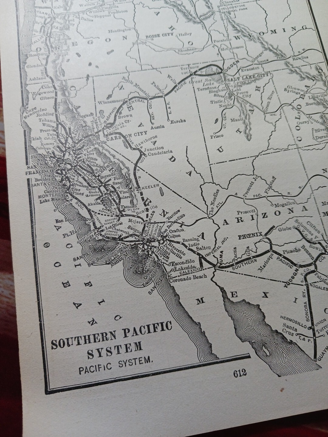 1906 Railroad Route Map SOUTHERN PACIFIC SYSTEM Utah California Nevada Arizona