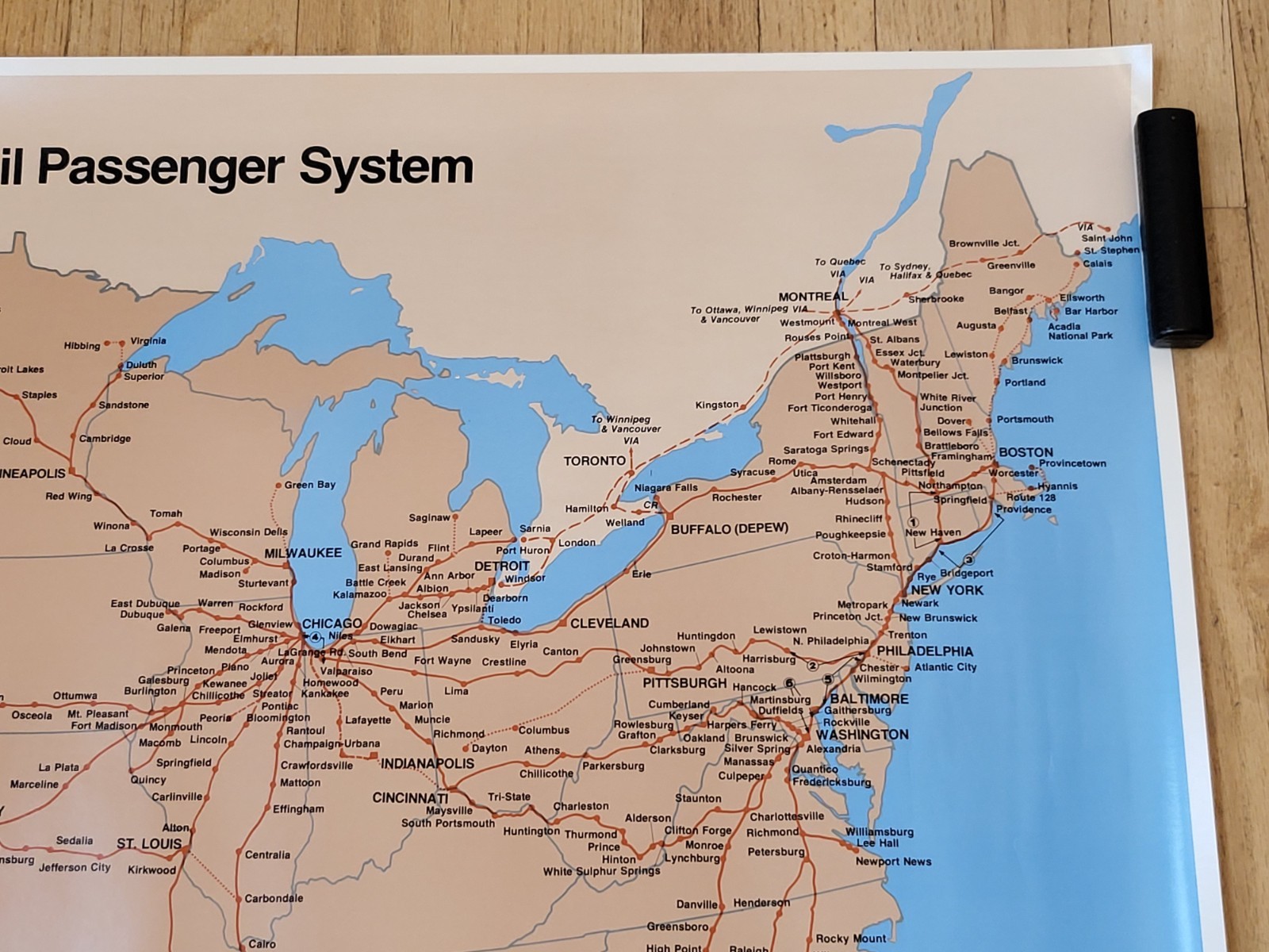 1980 Amtrak’s Nationwide Rail Passenger System Map Poster Railroad Train Vintage