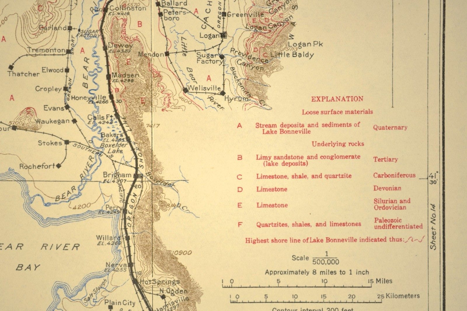 1915 Union Pacific Railroad Map Ogden Utah Brigham UT Smithfield Tremonton