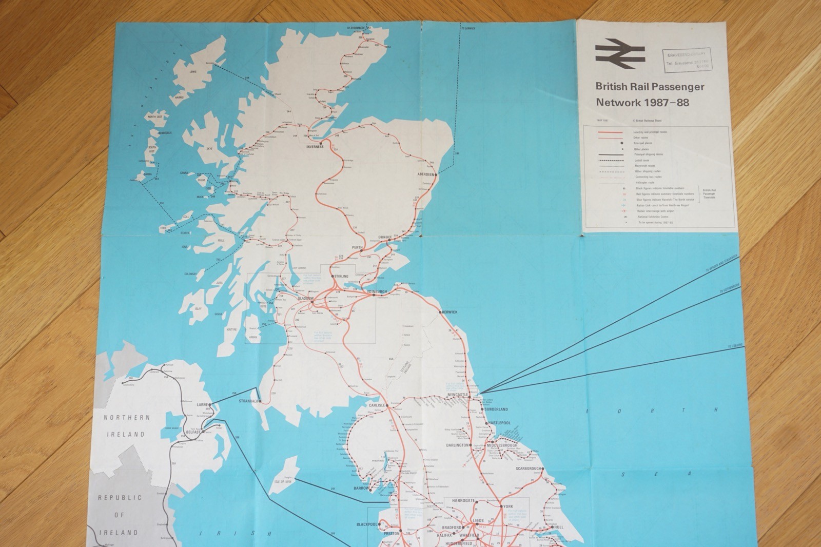 1987 – 1988 British Rail Passenger Network Railway Map