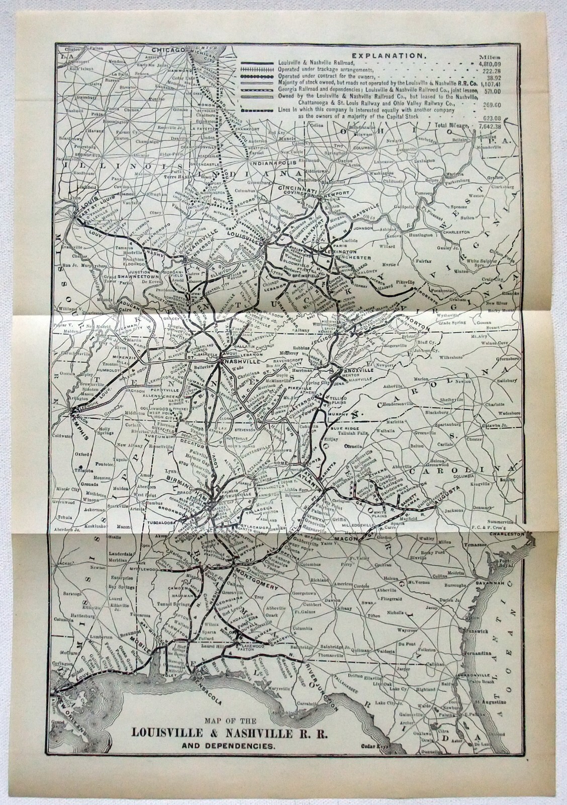 Louisville & Nashville Railroad – Original 1917 System Map. Railroad
