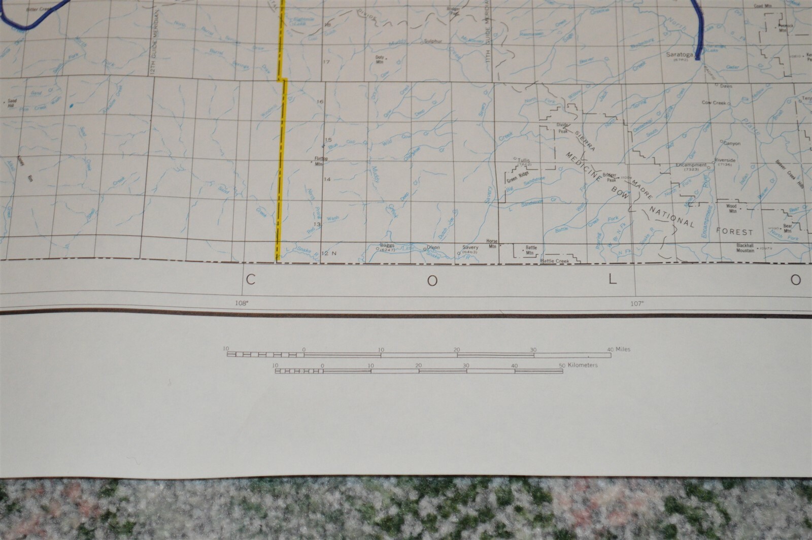 Large 1973 Burlington Northern Railroad Wyoming Map Poster NO FOLDS