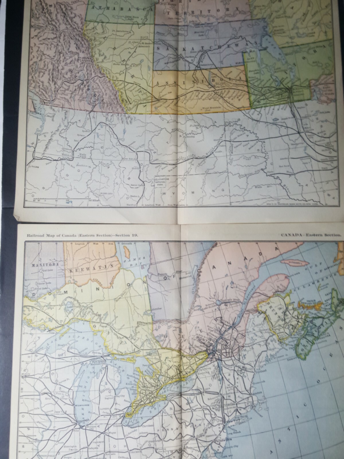 Original 1894 railroad map set Eastern & Western Canada train route line station