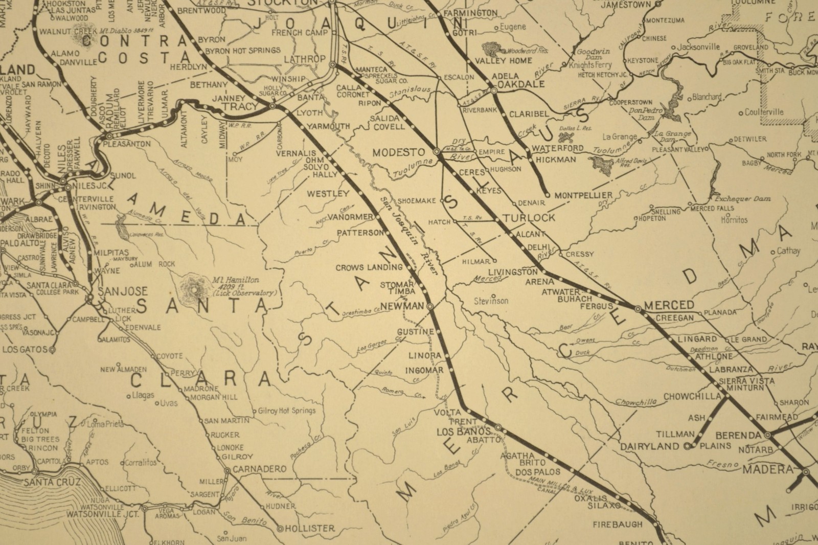 Southern Pacific Railroad Map Western Division Oakland Pier SF&O RR Napa Valley