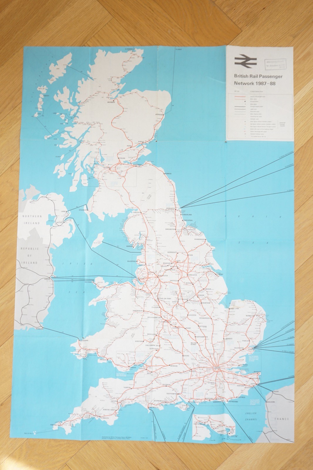 1987 – 1988 British Rail Passenger Network Railway Map