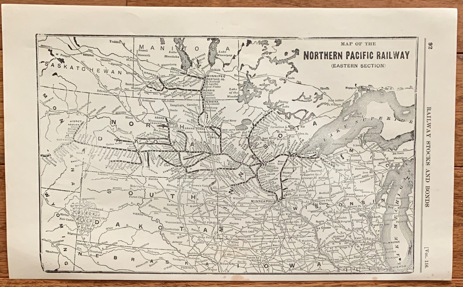 1923 Antique NORTHERN PACIFIC EASTERN SECTION Map Vintage RAILWAY Map
