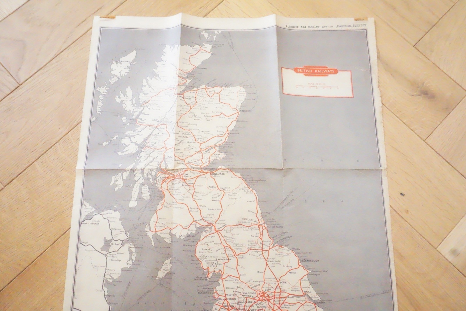 1960 British Rail London Midland Region Passenger Network Railway Map