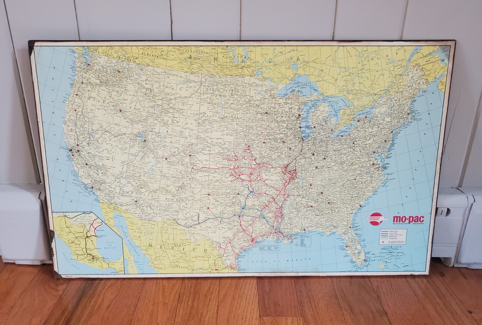 VINTAGE 1970 MISSOURI PACIFIC MO-PAC RAILROAD MAP by RAND McNALLY & CO.