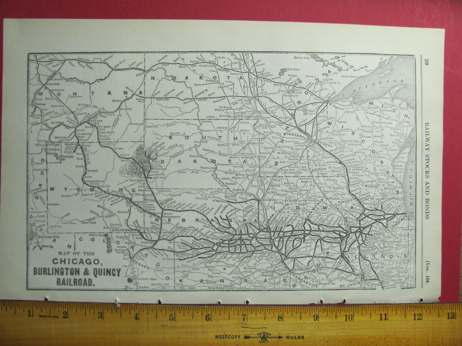 1917 CHICAGO BURLINGTON & QUINCY RAILROAD SYSTEM MAP CB&Q RR HISTORY KS IA MO NB