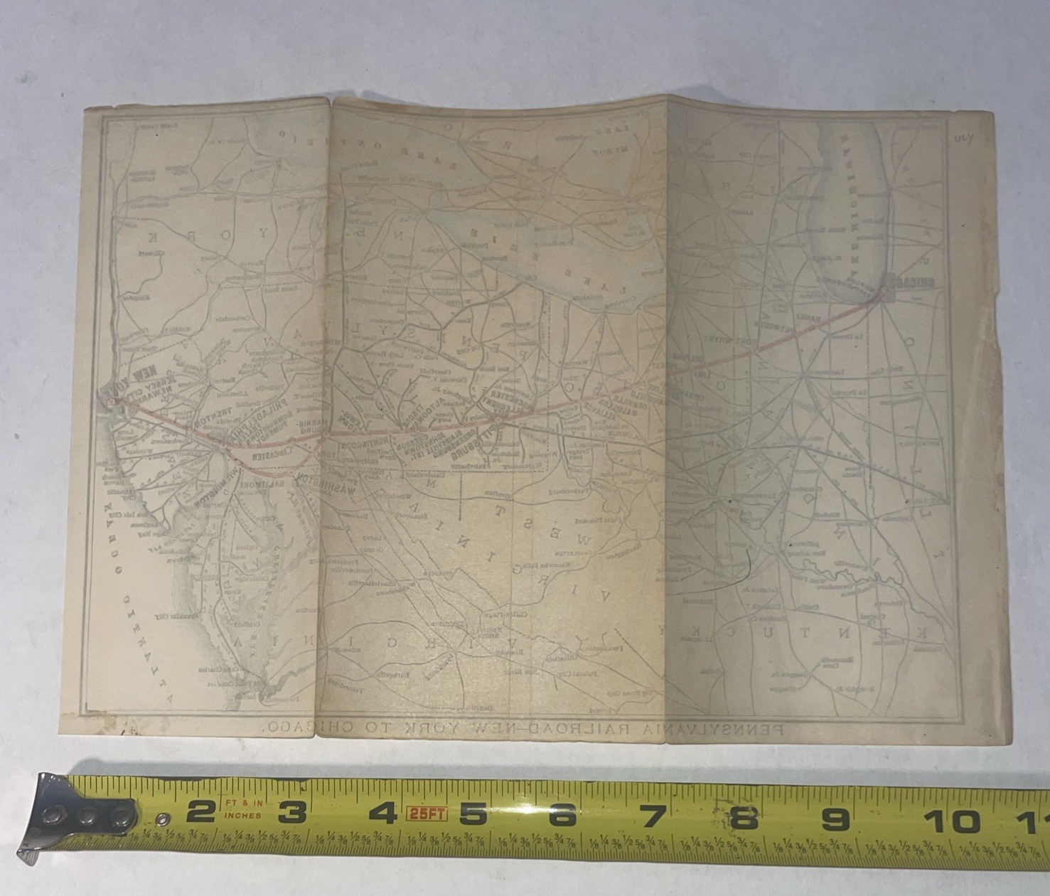 Vintage Railroad Map Penn Railroad New York To Chicago