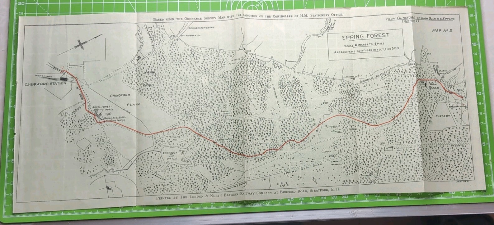 Original Vintage Epping Forest Map LNER Railway Ordnance Survey Chingford High