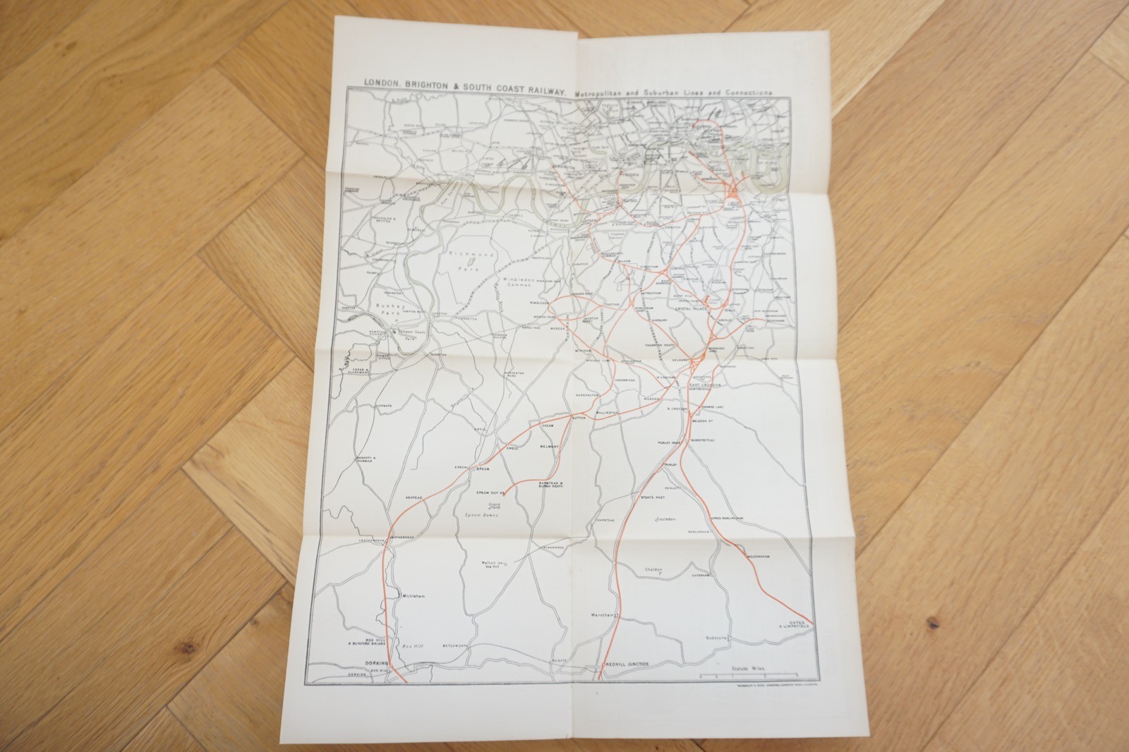 1907 London Brighton South Coast LBSCR Railway Map Metropolitan Lines Hastings