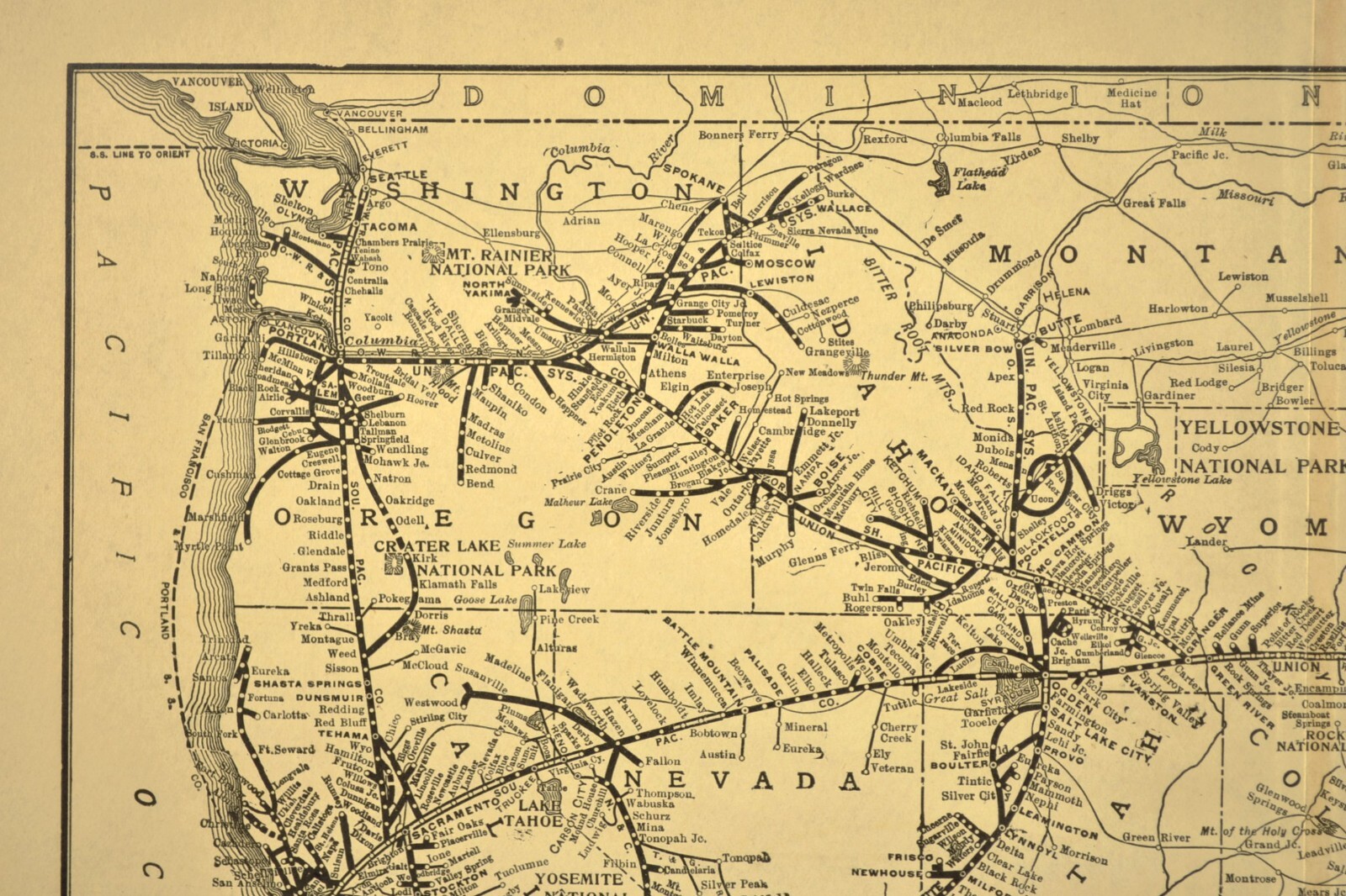 ca 1921 UNION PACIFIC Railroad Map Vintage Original RR System Map Antique
