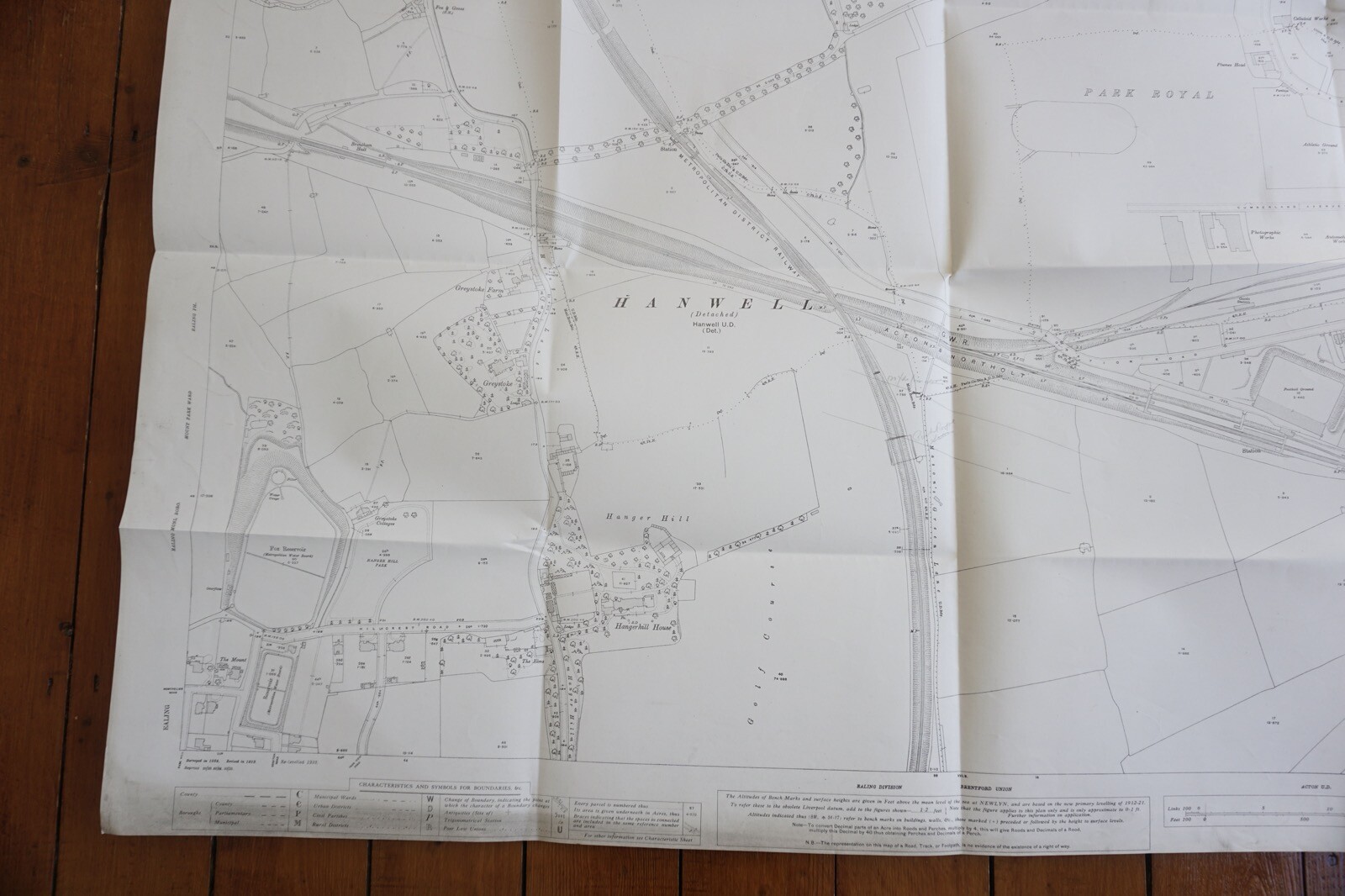 1915 Greenford West Twyford Hankwell GWR OS Railway Map