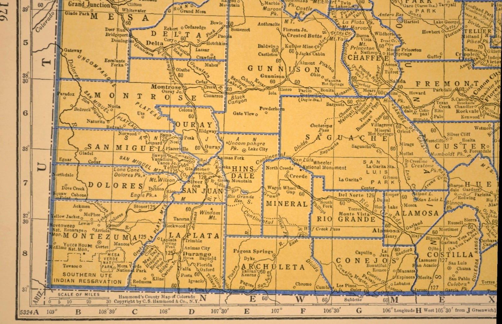 ca1938 COLORADO Railroad Map Depot Towns DRGW RR Historic Original Atlas Map
