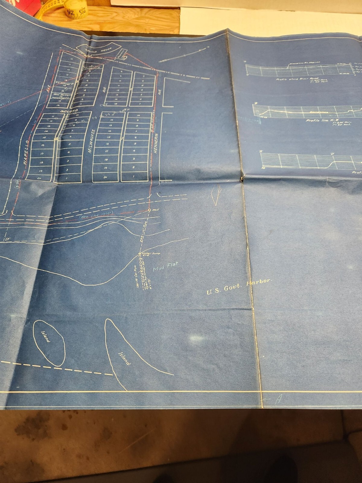 Vintage 1925 Chicago Milwaukee & St. Paul Railway Blueprint Map Nahant IA