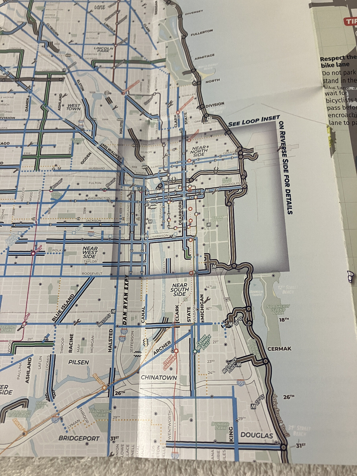 New CHICAGO BIKE MAP Hand-Held Foldable 2-Sided Trails, Bike Lanes & Routes 2024