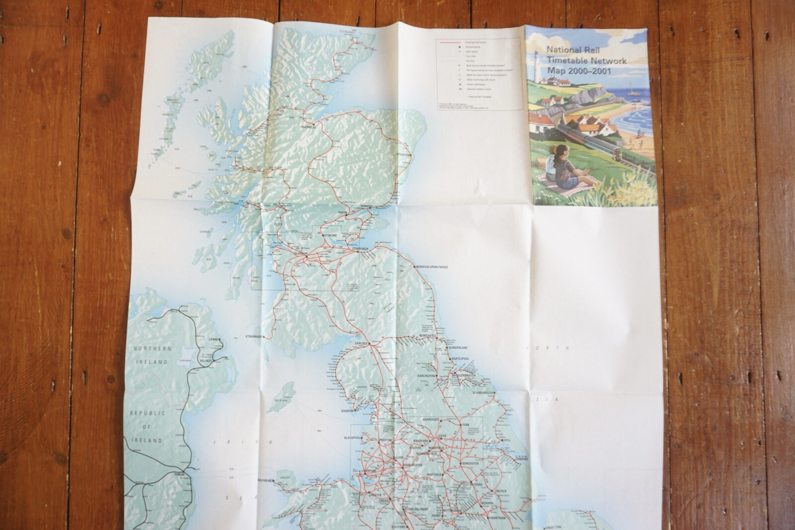 2000 2001 British Rail Passenger Network Railway Map VGC