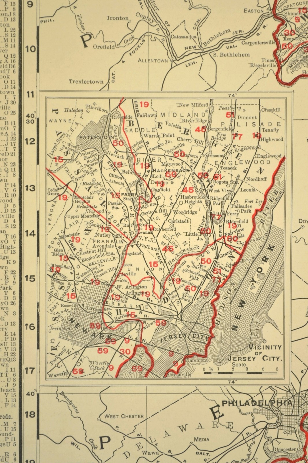 1901 Antique New Jersey Railroad Map Large Atlas West Jersey & Seashore RR DATED