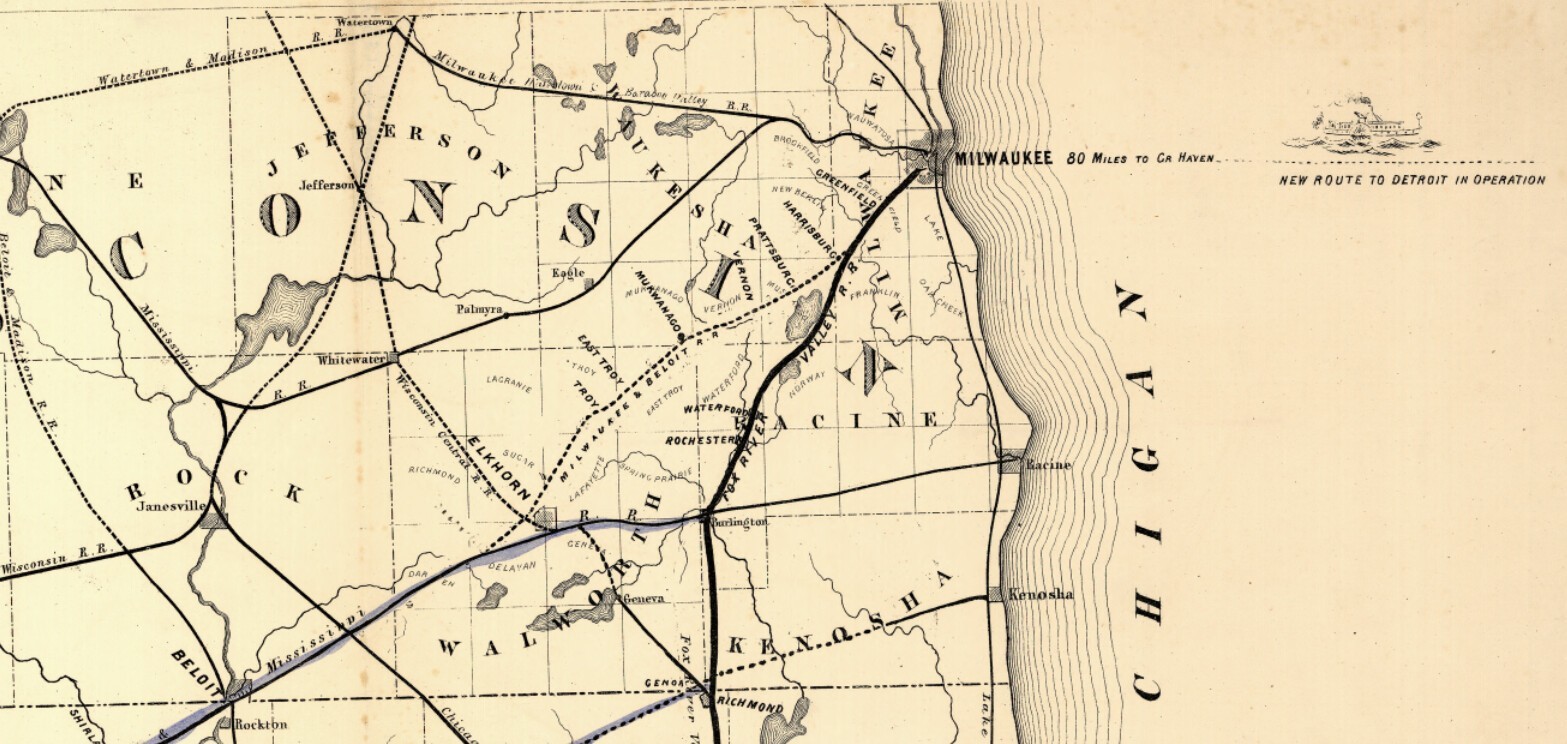 Map of Fox River Valley Railroad Illinois 16×20