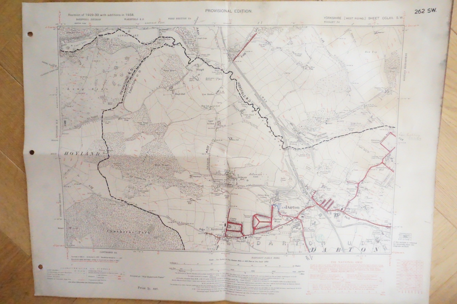 1938 Darton Hoyland Yorkshire LMS Railway OS Linen Map Ref 69 **
