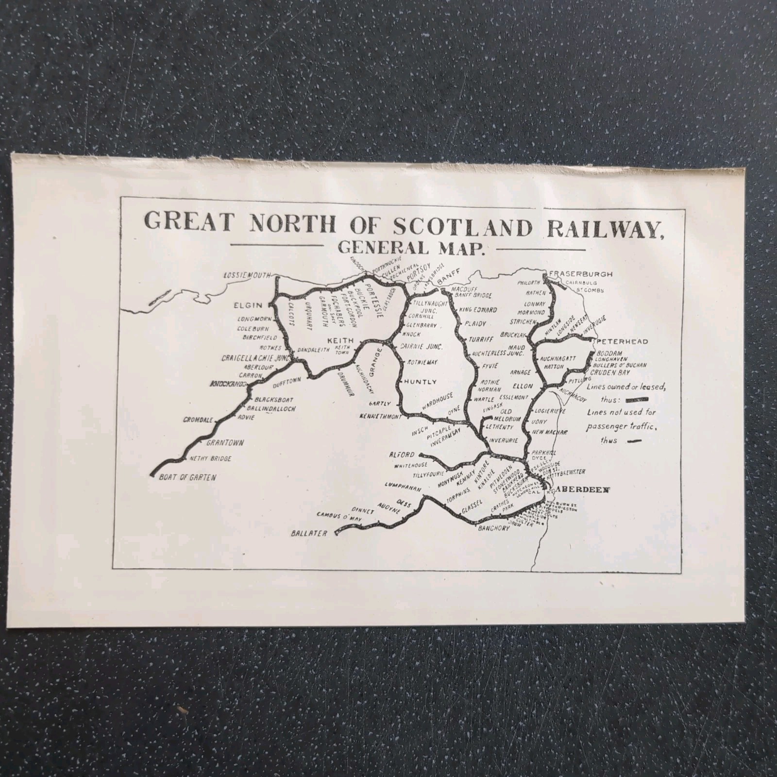 Original 1918 Railway map of Great North of Scotland Railway General Map