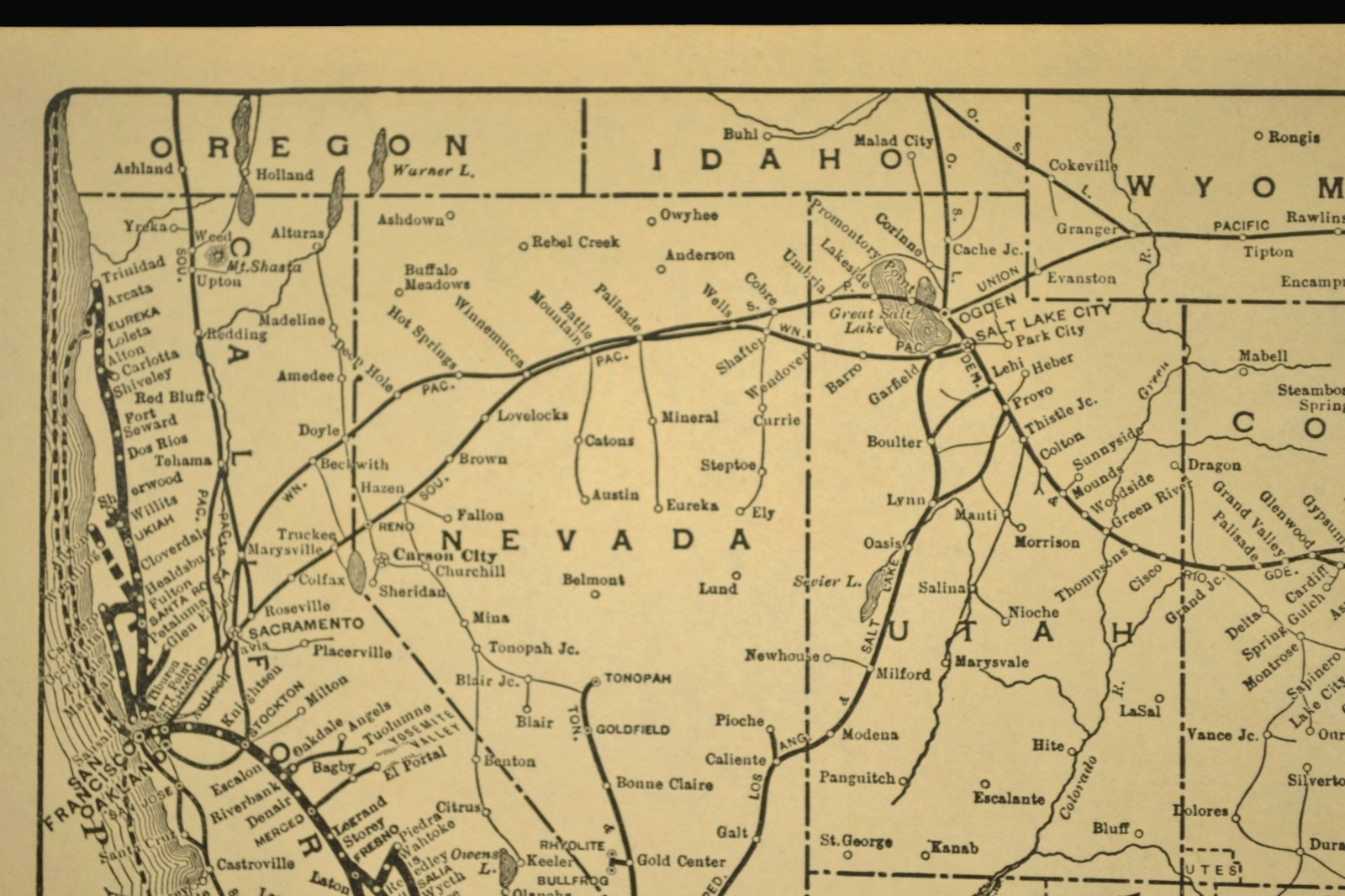 ca 1915 Santa Fe Railroad Map Original Double Track Kansas City San Francisco
