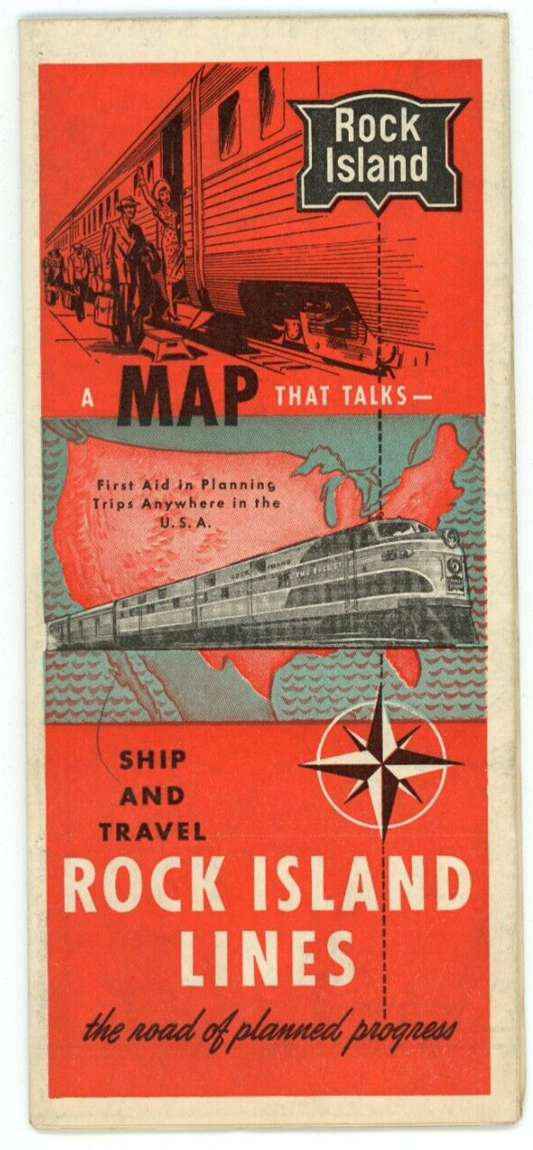 1947 Rock Island Railroad Lines Map Trains Locomotive