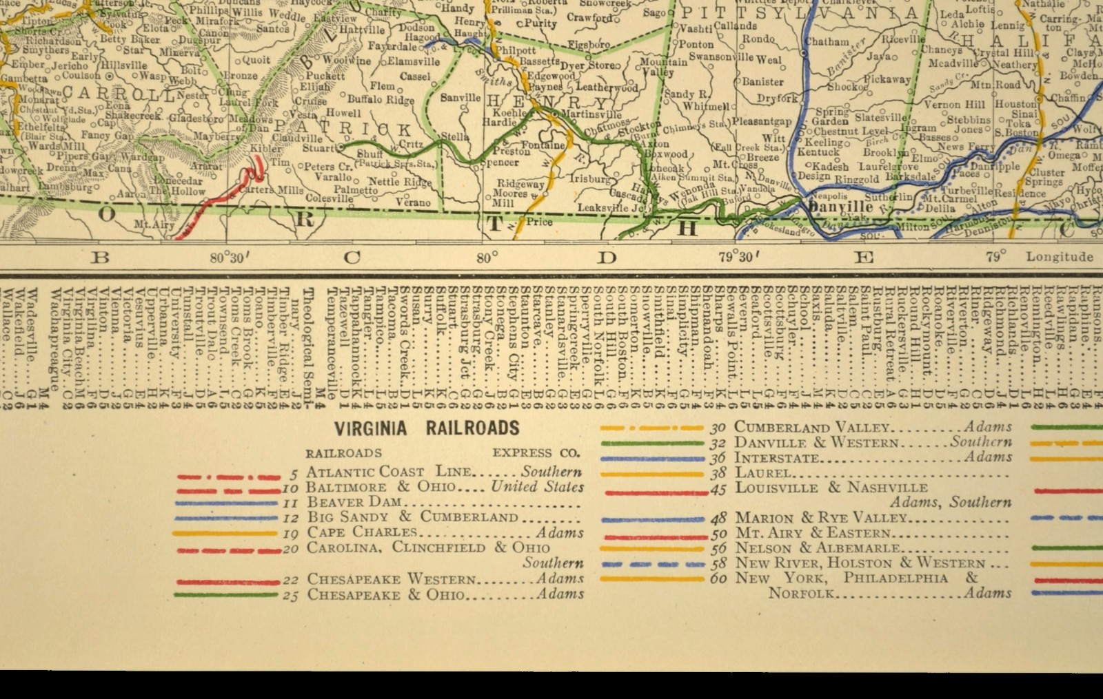 1914 Antique Map of VIRGINIA Railroads Map ORIGINAL Atlas Map VGN Ry DATED