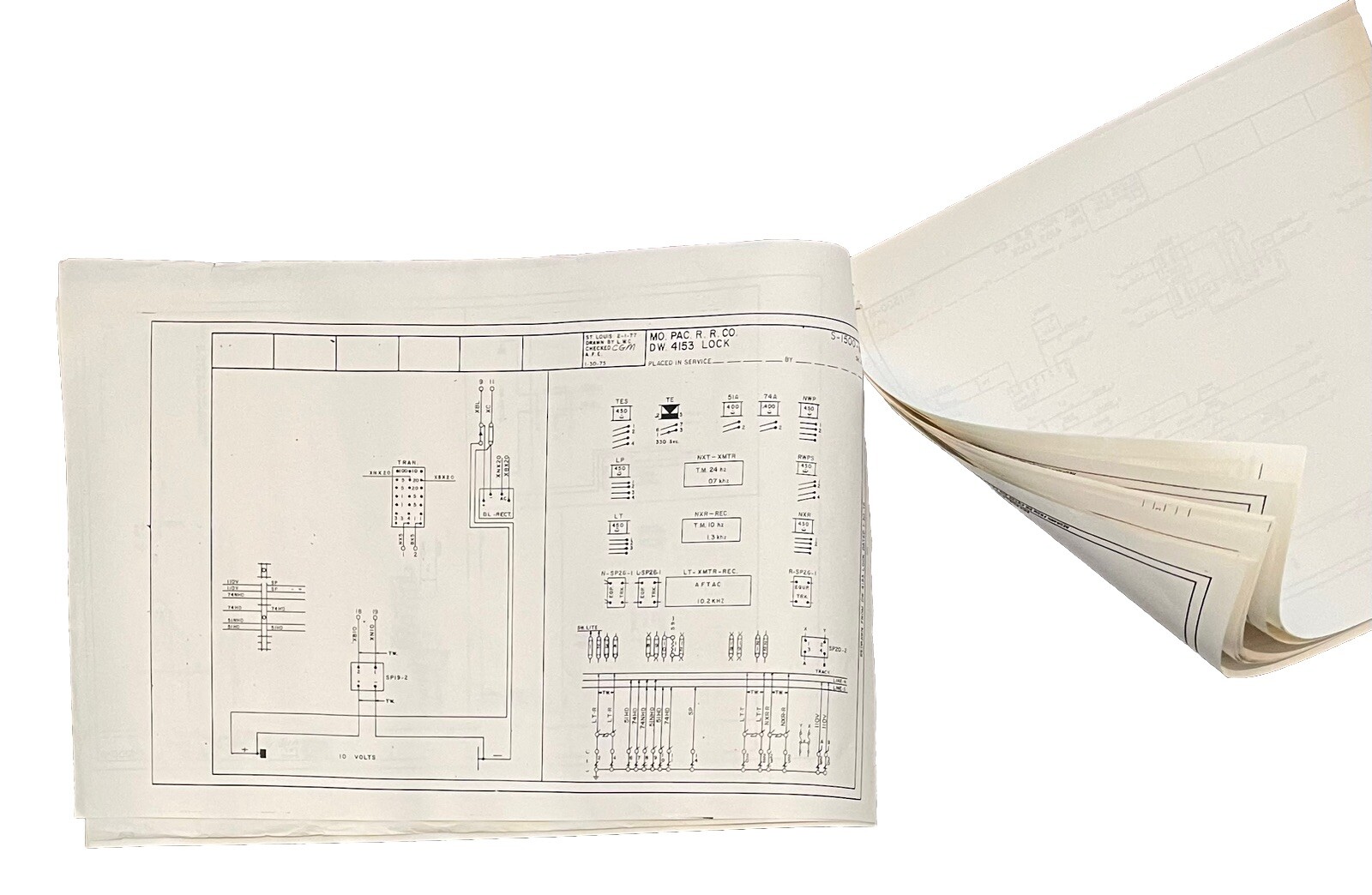 Twenty Original Pacific Railroad Company Engineering Blueprints / Maps