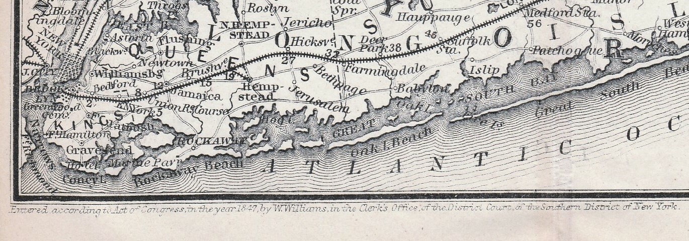 RARE Engraved Map Long Island Railroad New